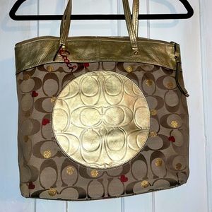 Authentic Large Gold Coach purse